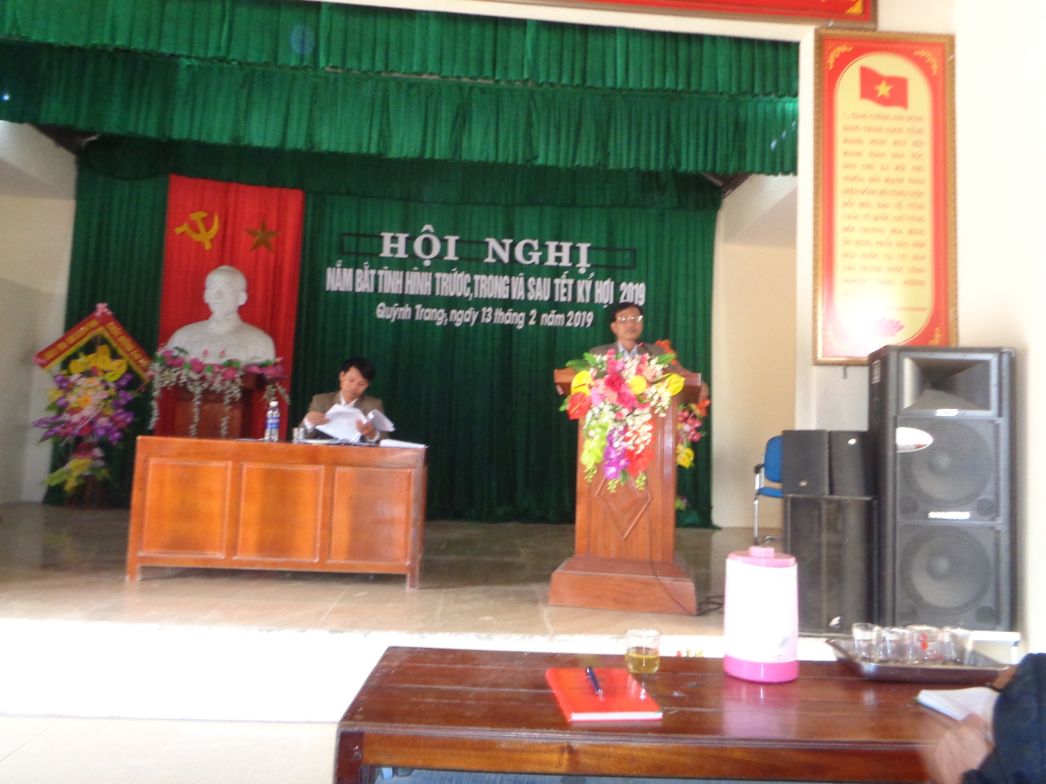 Đồng chí Đậu Minh Thiện Thị ủy viên, Bí thư Đảng ủy, CT HĐND xã phát biểu chỉ đạo hội nghị